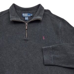Polo Ralph Lauren 1/4 Zip Pullover Cotton Pony Logo Charcoal Grey Mens XXL